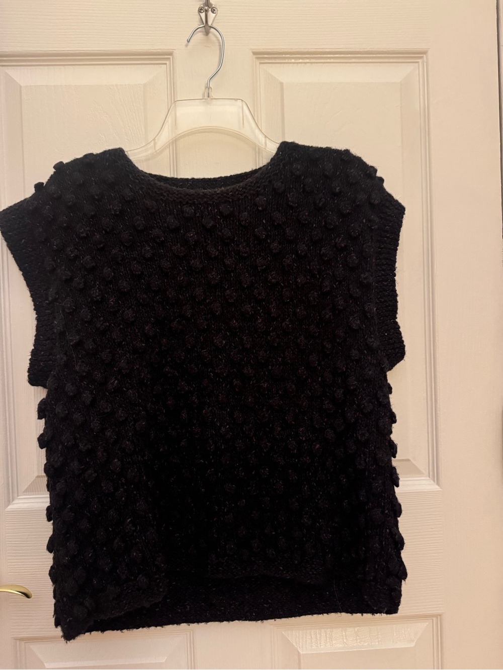 Vintage Black Speckle Popcorn Knit Sweater Vest